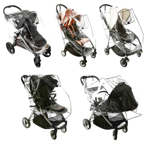 Masirs Baby Stroller Rain Cover - Universal Size, Weatherproof Shield to Safeguard Your Child from Wind & Rain. Mesh Material for Ventilation & Reflective Trimming for Night Visibility, (Clear Vinyl)