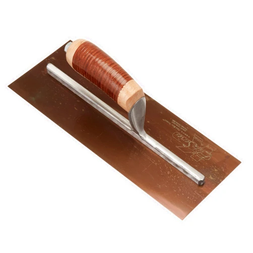 Kraft Tool PLE460L Elite Series Five Star Golden Stainless Steel Plaster Trowel with Leather Handle, 13 x 5-Inch
