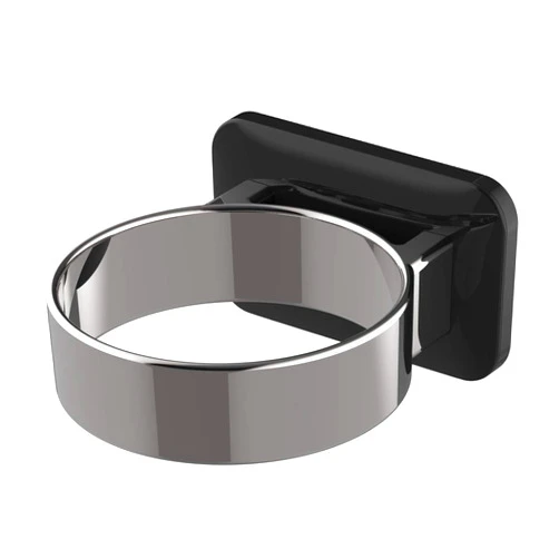 RAIKEDR Hair Dryer Holder-Black, Bathroom Hair Dryer Holder, Hair Care Tools Holder Wall Mount - Extra Large Rim (Silver + Black)