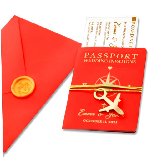 aydan's unique finds Custom Passport Wedding Invitation Set with Wax Seal – Handmade Destination Wedding Stationery – Personalized with Names, Date & RSVP