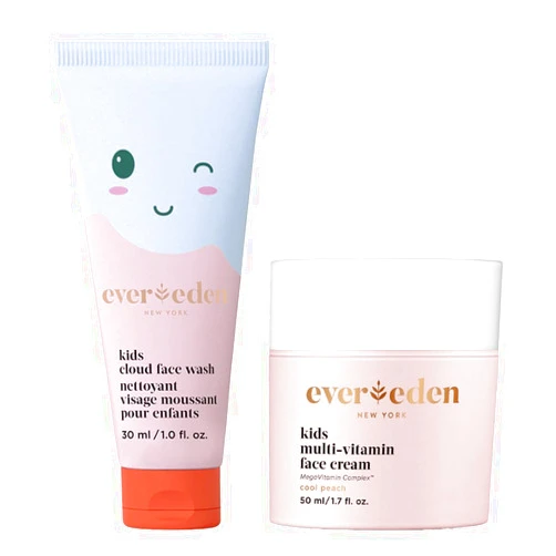Evereden Kids Cloud Face Wash: Tropical Sorbet, 3.4 fl oz & Kids Face Cream: Cool Peach, 1.7 oz. | Creamy & Fun Skin Care for Kids | Easy-to-Use Kids Face Wash & Cream | Non-toxic Kids Skin Care