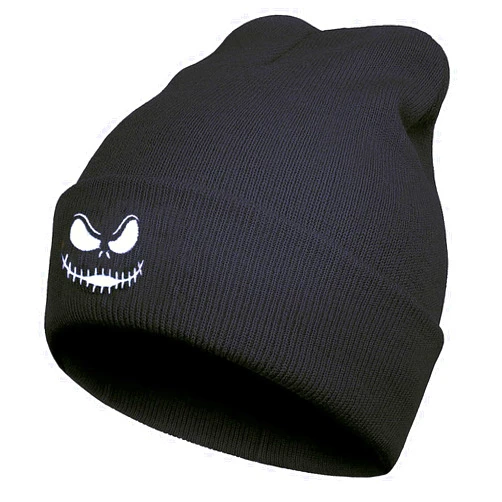 LXDAZSX Womens Men Jack-Skellington-Beanie Knit-Hat Daily Ribbed Cap Gift Stylish Toboggan Skull Dark Grey