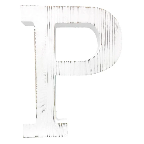 N\A Extra Large Wood Decor Letters Wood Distressed White Letters DIY Block Words Sign Alphabet Free Standing Hanging for Home Bedroom Office Wedding Party (P)