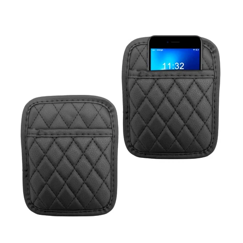 Sylvil 2PCS Car Side Pocket Organizer, Leather Auto Seat Storage Bag for Cell Phone Sunglasses, Waterproof Document Holder Tray Pouch for Vehicle Seat Gap Filler, Car Accessories (Small)