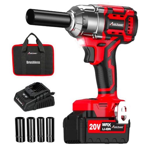 AVID POWER 1/2 Impact Wrench Brushless, 20V Cordless Impact Gun w/ 3 Variable Speeds, Max Torque 370ft-lbs (500N.m), 3.0Ah Li-ion Battery, 4Pcs Impact Sockets, Fast Charger