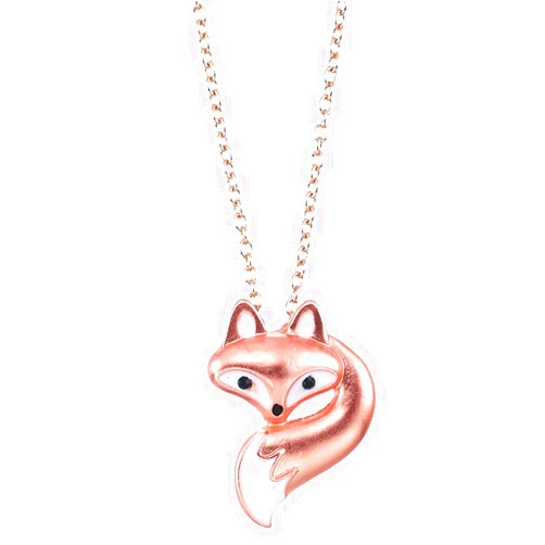 World End Imports Cute Little Fox Head and Tail on 18'' Link Chain Necklace with 3'' Extension by World End Imports