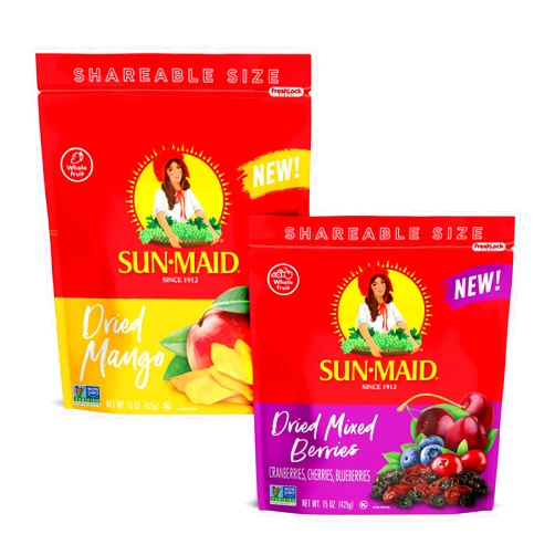 Sun-Maid Dried Mixed Berries, 15oz & Dried Mangos, 15oz Resealable Bags - Dried Fruit Snack for Lunches, Snacks, and Natural Sweeteners