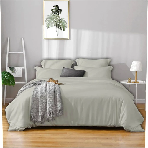eBeddy Linens 3 PC Duvet Cover Set Super King Plus 120x120 inch Long Staple Egyptian Cotton Soft and Breathable, Premium Bedding Collection Zipper Closure & Corner Ties, Silver Grey Solid