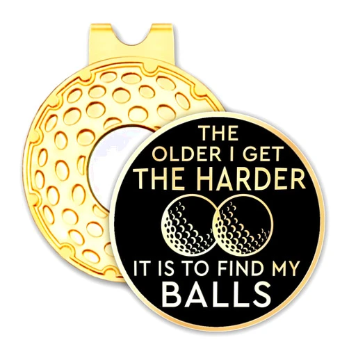 Rofiowa Black Gold Golf Ball Marker with Hat Clip, Funny Golf Accessories for Men Women Dad Mom Grandpa Golf Lover