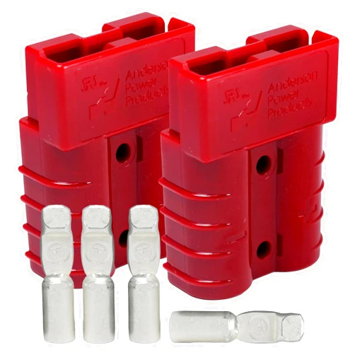 DOGNNAK Anderson Power Products SB50 Connector Kit, 50 Amps, Red Housing, w/ 6 AWG Contact AWG Contact, 6331G1 (1 Pair)