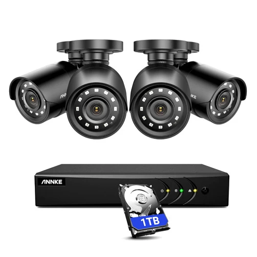 ANNKE 2MP Wired Security Camera System with 1TB Hard Drive, 8CH 5MP Lite Hybrid 5-in-1 Surveillance DVR Recorder with 4 x HD 1920TVL 1080P Indoor Outdoor CCTV Cameras,Motion Alert, Remote Access