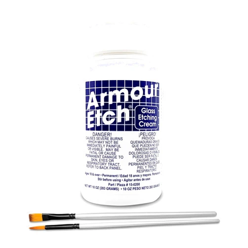 Moshify Armour Etch Glass Etching Cream 10oz Kit - 15-0200 - Create Permanently Etched Designs - Bundled with Moshify Application Brushes