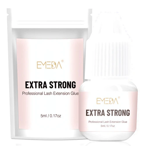 EMEDA Professional Lash Extension Glue - 0.5S/1S/2-3S/ Fast Drying/Strong Hold/Waterproof/Hypoallergenic/Latex-Free Eyelash Glue for Individual Lashes 7 Weeks Long Lasting(Black 0.17 fl.oz 1-2 sec)
