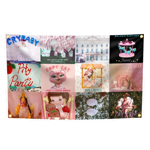 Generic Melanie Tapestries Pink Tapestry With 4 Brass Grommets 3X5 FT For Bedroom Living Room Dorm Home Decor