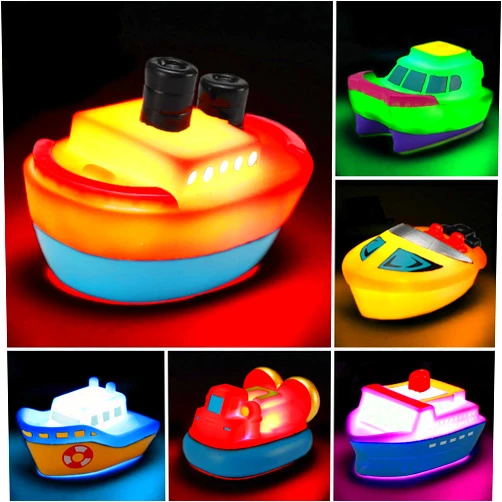 Yeonha Toys Bath Toys, 6 Packs Light up Boat Floating Rubber Set, Flashing Color Changing Light in Water, Tub Gift for Baby Infant Toddler Child Kid, Bathtub Ship Toy for Bathroom Shower Game Swimming Pool Party