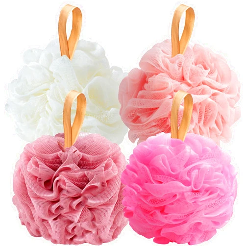 Fishent Loofah Bath Sponge, 4 Pack 70g Shower Loofahs Soft Mesh Pouf Shower Puffs Loofa Exfoliating Body Scrubber Ball for Men and Women