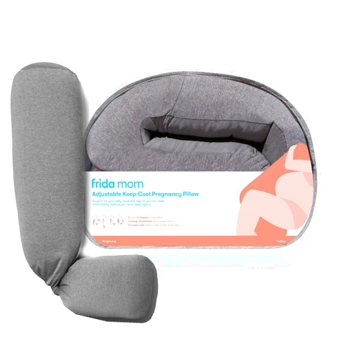 Frida Mom Pregnancy Pillow, Body Pillow, Cooling Pillow, Adjustable for Comfortable Sleep and Pregnancy Belly Support, Back Support, and Leg Support, Gray
