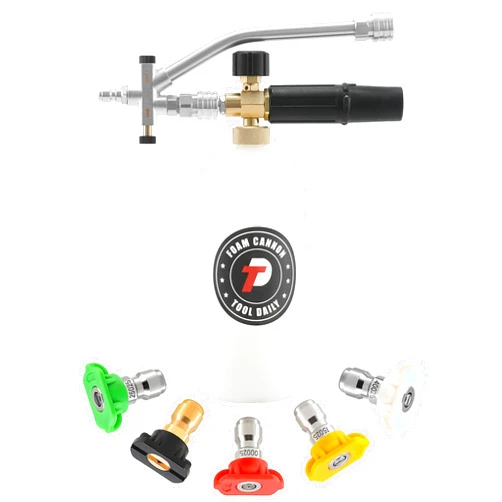Tool Daily Foam Cannon with Dual Connector Accessory, 1/4 Inch Quick Connector, 5 Pressure Washer Nozzle Tips, 1 Liter