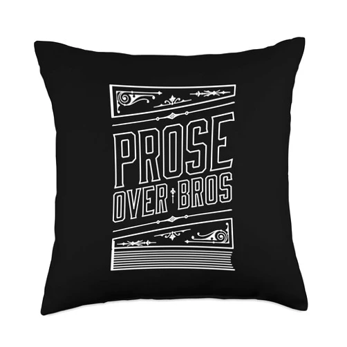 Grandio Design Library Book Lover Prose Over Bros Literary Bookish Writer Vintage Book Cover Throw Pillow, 18x18, Multicolor