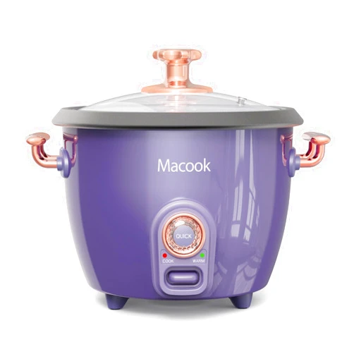 Macook Rice Cooker Small with Food Steamer, Rice Cooker 4 Cups Uncooked (8 Cups Cooked), 2.0L Portable Non-Stick Small Travel Rice Cooker, Two Cooking Mode Setting, Slow Cook Mode