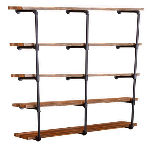 Tianman Industrial Wall Mount Iron Pipe Shelf Shelves Shelving Bracket Vintage Retro Black DIY Open Bookshelf DIY Storage offcie Room Kitchen Shelves (3Pcs,52