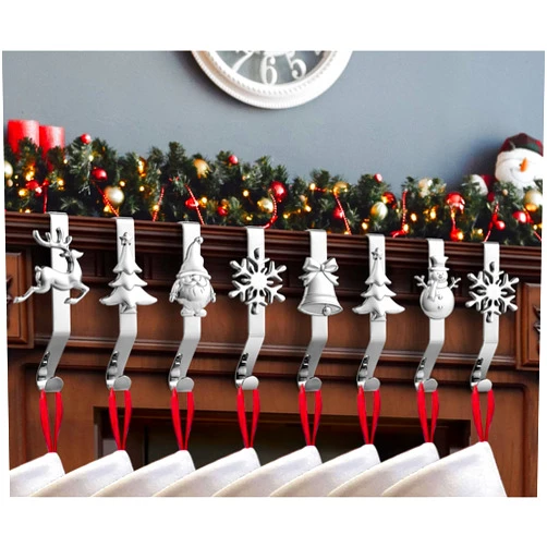 HelaJoy Christmas Stocking Holders for Mantle - Christmas Stocking Hangers for Mantel Stocking Holder, Stocking Hooks for Mantle Stocking Hangers for Mantel Set of 8, Stocking Hooks for Fireplace
