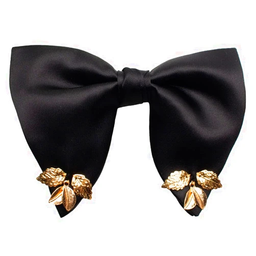 Lovacely Men's Oversized Pre-Tied Satin Formal Solid Tuxedo Bow Tie with Metal Accessory Adjustable Length Satin Bowtie