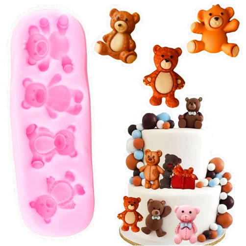 Xmoldnms Bear Fondant Silicone Molds For Teddy Bears Cake Decorating Cupcake Topper Candy Chocolate Gum Paste Polymer Clay