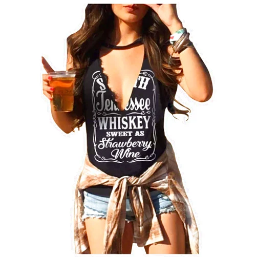 CHUNTIANRAN Whiskey Sweet As Strawberry Wine Shirts Hollow Out Summer Tank Top Womens Country Music Funny Graphic Sleeveless T Shirt