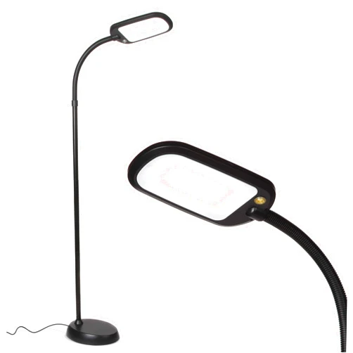 Brightech Litespan Slim LED Floor Reading Lamp - Tall with Adjustable Gooseneck, Dimmable for Living Rooms, Offices & Bedrooms - Black