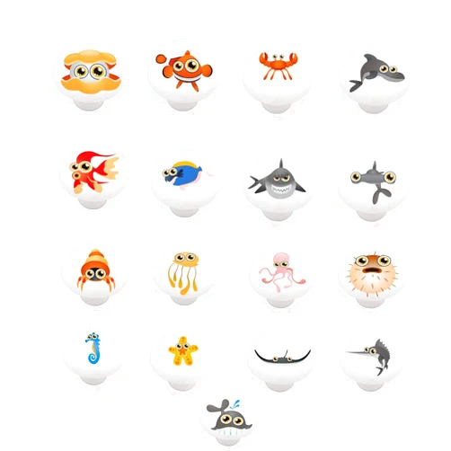 Gotham Decor Set of 17 Under The Sea Animal Peepers Drawer/Cabinet Knobs