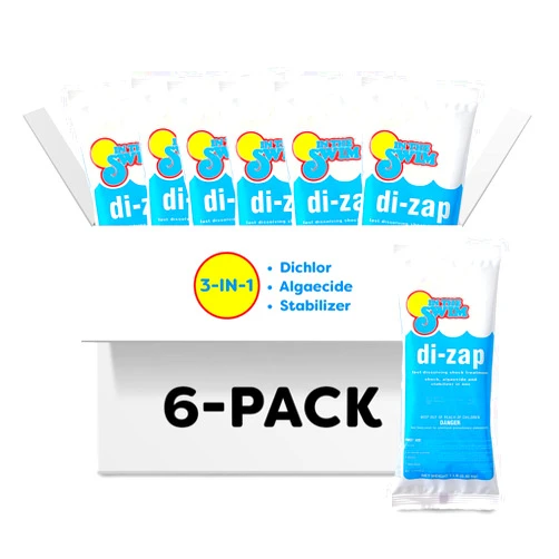 In The Swim Premium 3-in-1 Pool Shock - Di-Zap Contains Dichlor, Algaecide, and Stabilizer - 6 x 1 lb. Bags