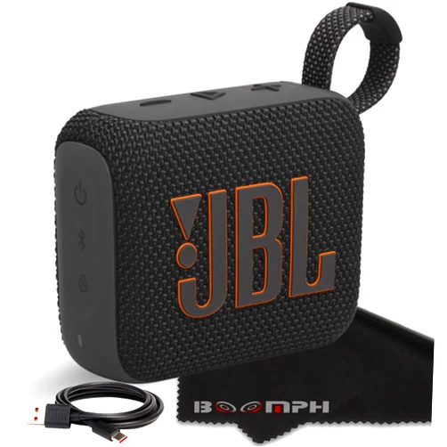JBL Go 4 Portable Bluetooth Wireless Speaker, IP67 Waterproof and Dustproof Built-in Battery - Black - Boomph's Comprehensive Ultimate Performance Cloth Solution for Your On-The-Go Sound Experience