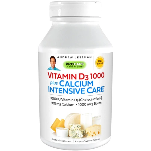 ANDREW LESSMAN Vitamin D3 1000 Plus Calcium Intensive Care 180 Capsules – Essential for Calcium Absorption, Supports Bone Health, Healthy Muscle Function. Gentle, Easy-to-Absorb. No Additives