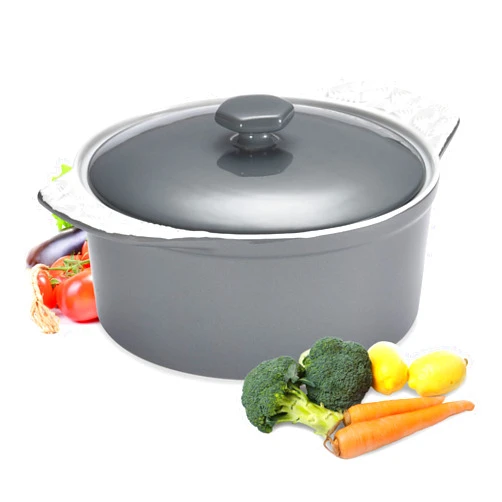 Bruntmor Casserole Dish with Lid - Oven Safe Casseroles for Baking Dishes - Bakeware Pot with Handles - Covered Deep Casserole Set - Bakeware with Lids - Cookware Set - 2 Quarts - Grey and White