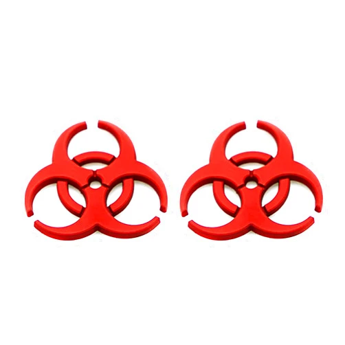 CARRUN 2X 3D Metal Badge car Logo Protection Umbrella Biochemical Modification 3D Emblem Car Motorcycle Decal Metal Emblem (Red)
