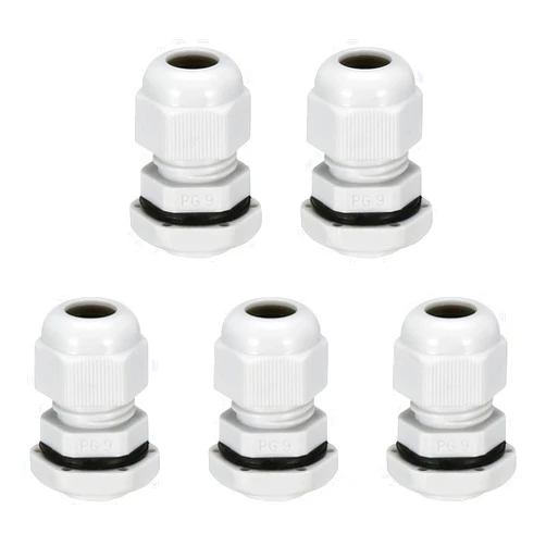 uxcell 5Pcs PG9 Cable Gland Waterproof Plastic Joint Adjustable Locknut White for 4mm-8mm Dia Cable Wire