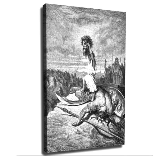 BybiO David Slays Goliath By Gustave Dore Poster Canvas Print Wall Art Bedroom Living Room Decor Framed and Frameless Gift (08×12inch,Unframed)
