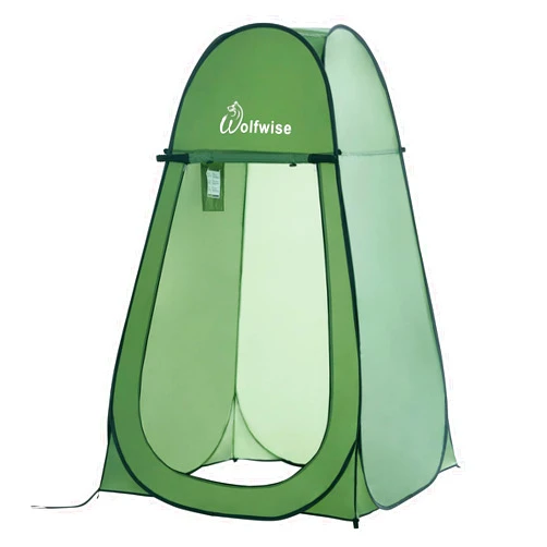WolfWise Portable Pop Up Privacy Shower Tent Spacious Changing Room for Camping Hiking Beach Toilet Shower Bathroom Green