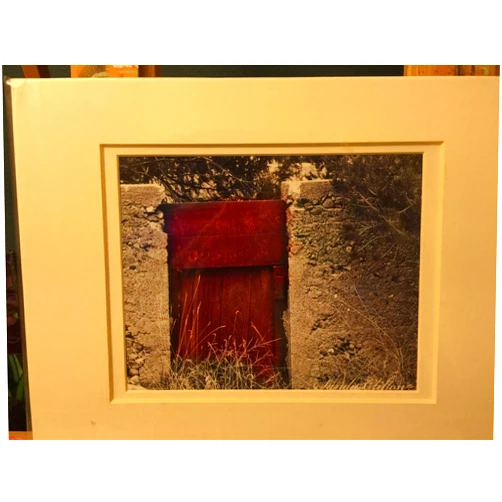 Handmade Photograph of Red Door Matted 16