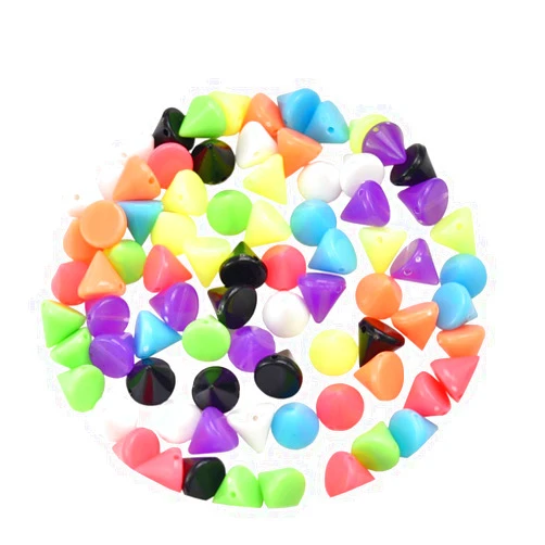 Generic 200pcs Plastic Cone Stud Spike Bead Rivet Punk Rock Leather Craft Sew On Glue on DIY Garments Bags Shoes Embellishment Assorted Colors