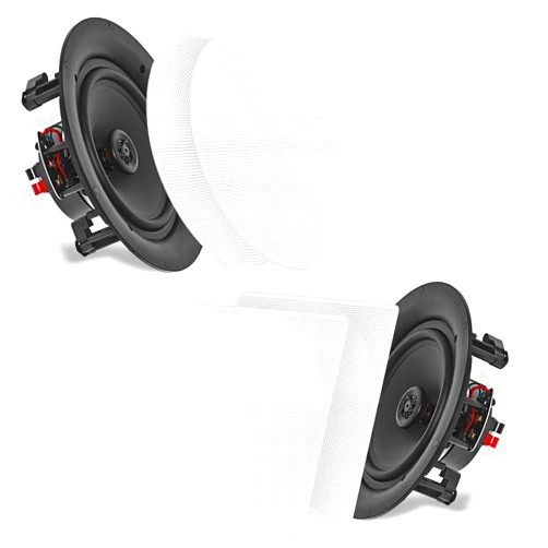 Pyle 5.25'' In-Wall/In-Ceiling Dual Speakers (Pair) - 2-Way Woofer Speaker System 1/2” Polymer Tweeter Flush Mount w/ 80Hz - 20kHz Frequency Response 150 Watts Peak 8 Ohm Rating - Pyle PDIC56 (White)