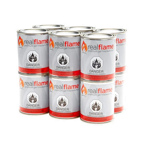 Real Flame Gel Fuel Cans - 12-Pack - Gelled Isopropyl Alcohol for Indoor or Outdoor Fireplaces