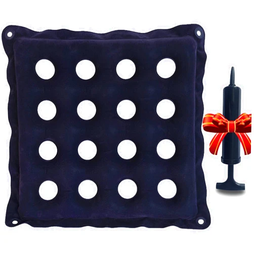 KriToy Inflatable Seat Cushions for Pressure Relief - Ideal Waffle Cushion for Prolonged Sitting - Wheelchair Cushion for Pressure Sore - Ideal Seat Cushion with with Inflatable Pump - Purple 18.5X18.5inch