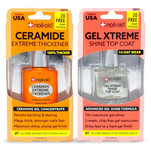 NAIL-AID Ceramide Extreme Thickener + Gel Top Coat, Clear, 2 Count