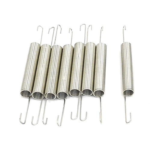 XJSXZC 1.0x10x59mm Metal Dual Hook Small Tension Spring 8 pcs