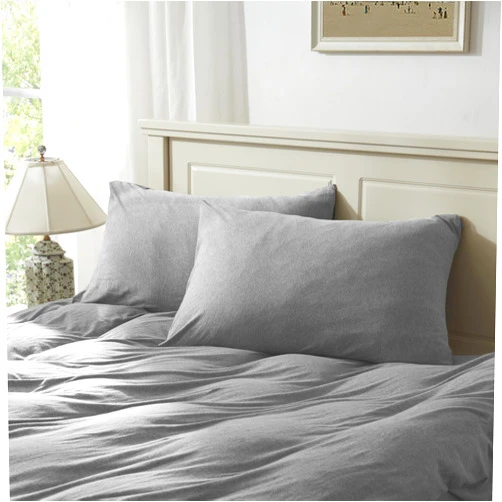 H HOUSEHOLD Household 100% Jersey Cotton Pillowcase 20”x36”-Light Weight, Comfortable, Super Soft Pillow Case with Envelope Closure Extremely Durable Set of 2 (Grey, King Size Pillowcase)