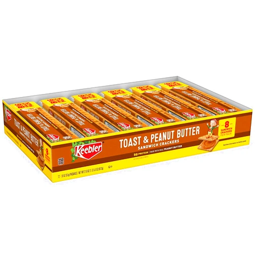 Keebler Toast & Peanut Butter Sandwich Crackers Snack Pack, 1.8 Oz (12-pack)