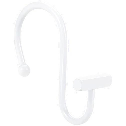 CHICTIE White Shower Curtain Hooks, Rust Proof Shower Curtain Rings for Bathroom, CHICTIE Modern Metal Decorative Shower Hooks Hangers for Shower Curtain Rod, Square T Bar Shape Set of 12