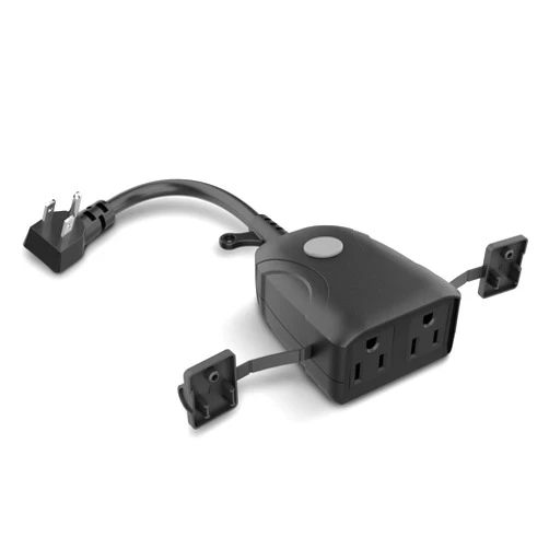 Feit Electric Smart Outdoor Plug, WiFi Waterproof Plug, 2 Grounded Sockets, Works with Alexa and Google Assistant, App Controlled, 15 Amp Indoor/Outdoor 2 Outlet Plug, Black, Plug/WiFi/WP